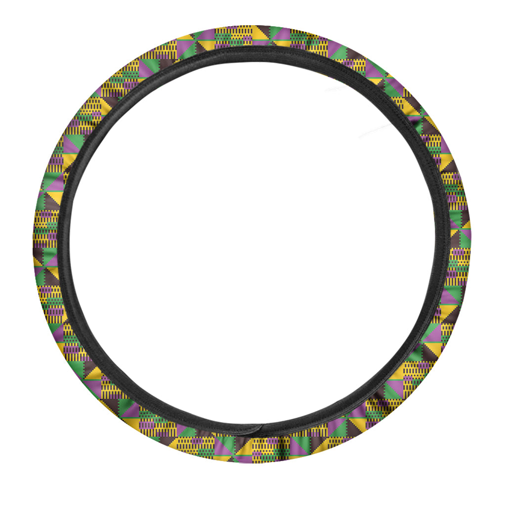 African Kente Pattern Print Car Steering Wheel Cover