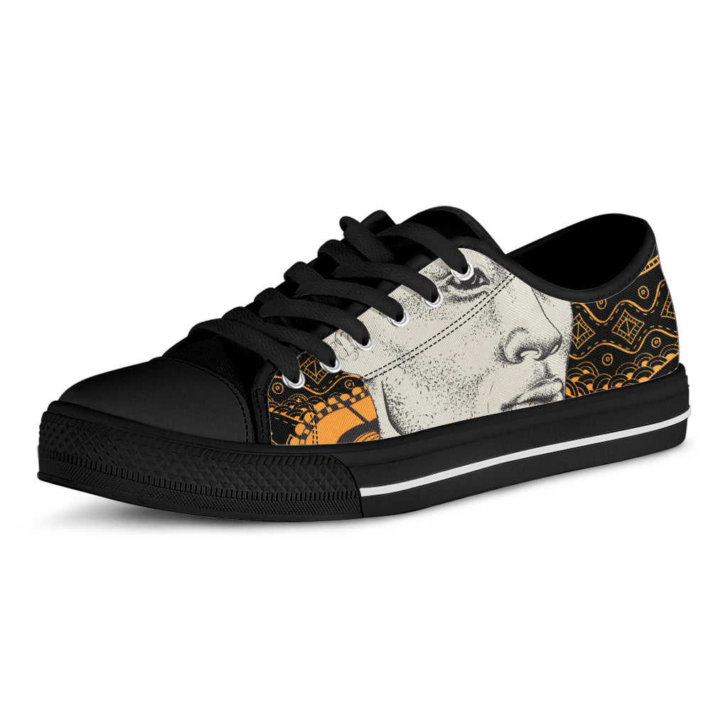 African Style Print Black Low Top Shoes