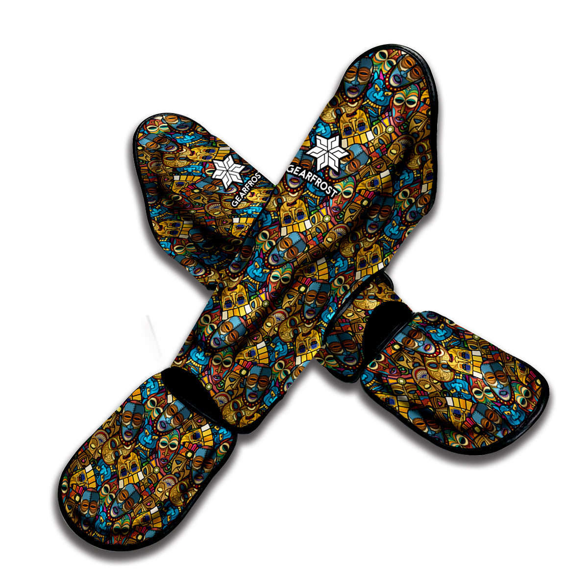 African Totem Masks Pattern Print Muay Thai Shin Guard