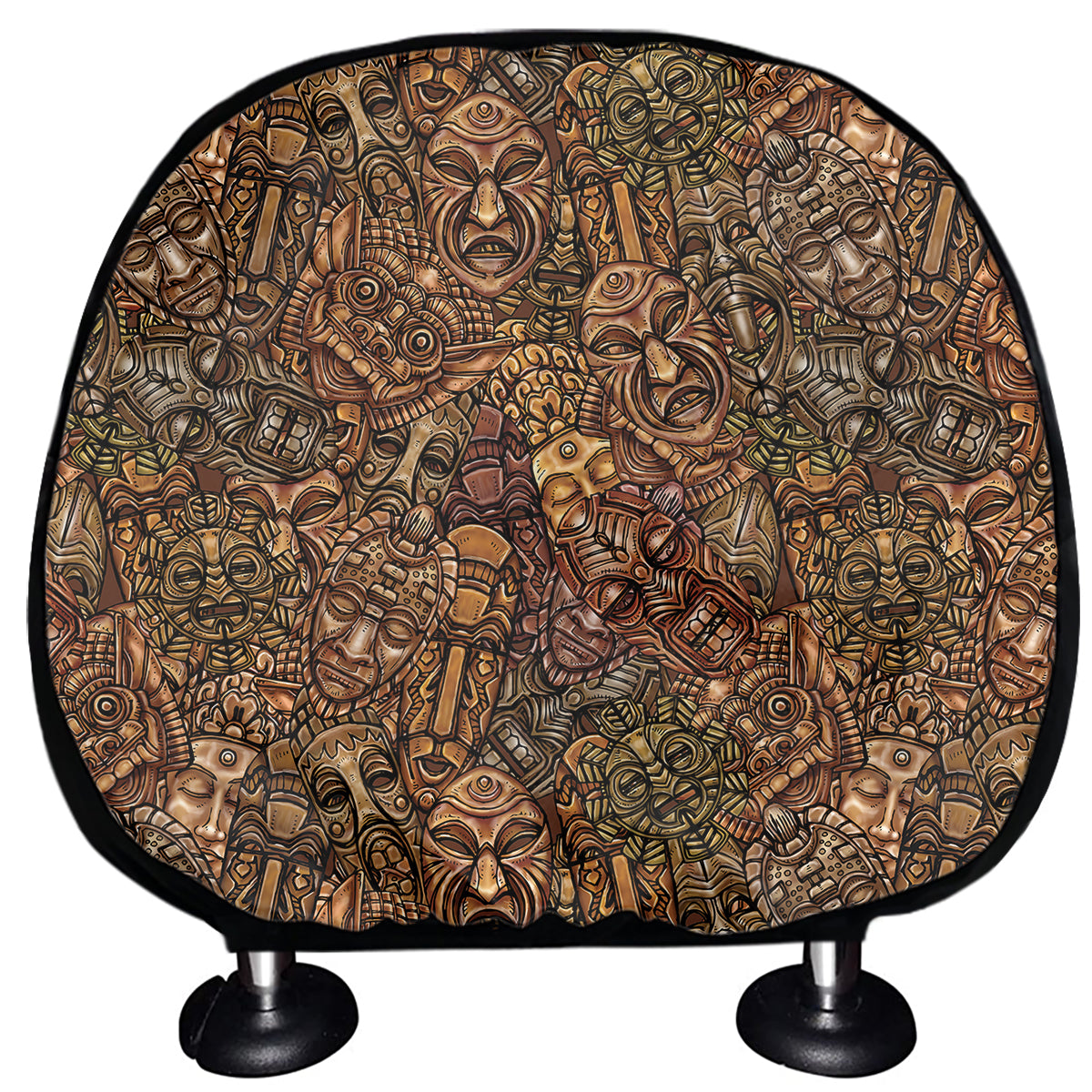 African Totem Pattern Print Car Headrest Covers