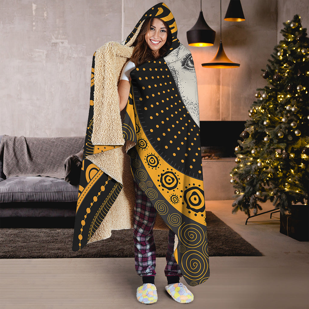 African Woman Print Hooded Blanket