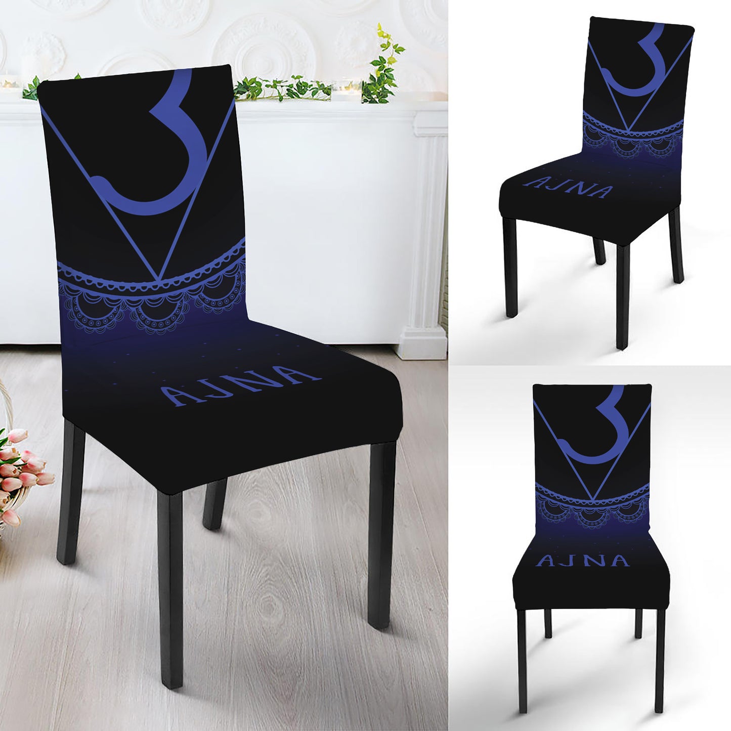 Ajna Chakra Symbol Print Dining Chair Slipcover