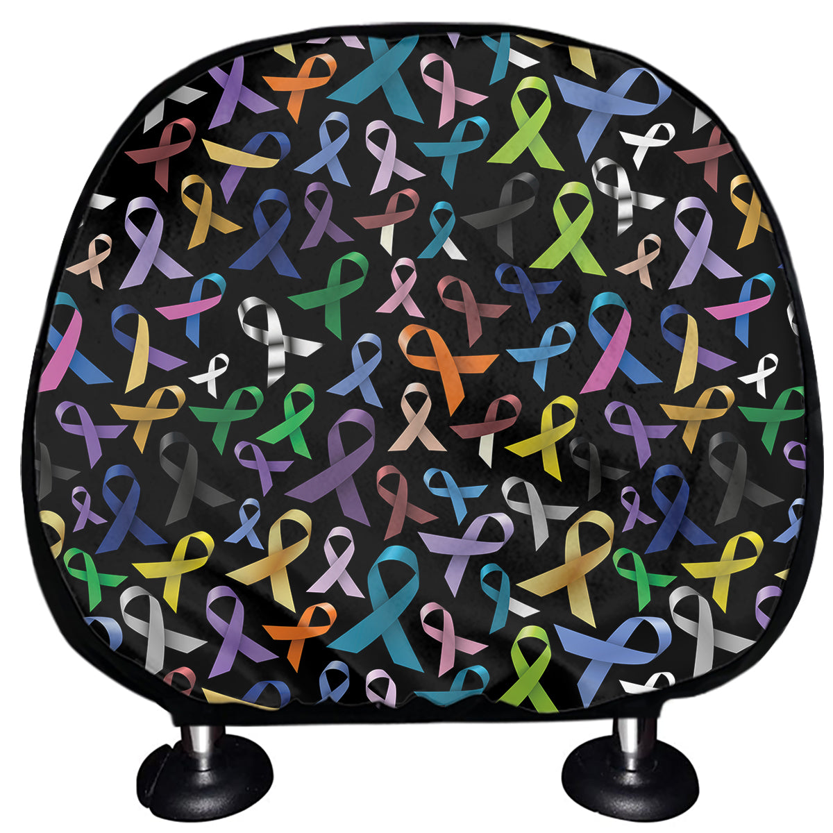 All Cancer Awareness Pattern Print Car Headrest Covers