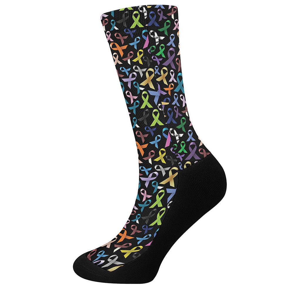 All Cancer Awareness Pattern Print Crew Socks