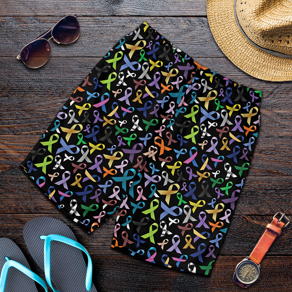 All Cancer Awareness Pattern Print Men's Shorts