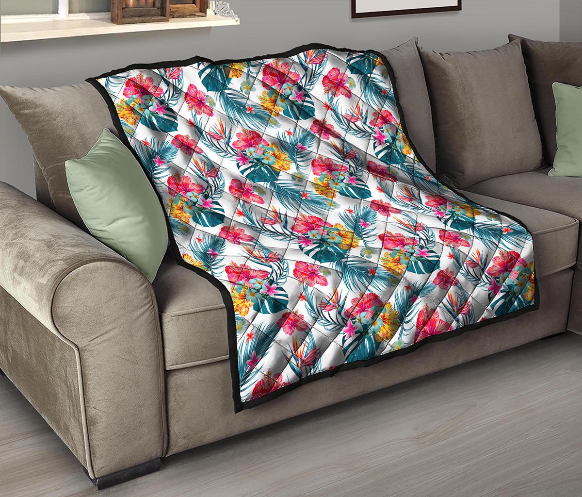 Aloha Hawaii Floral Pattern Print Quilt