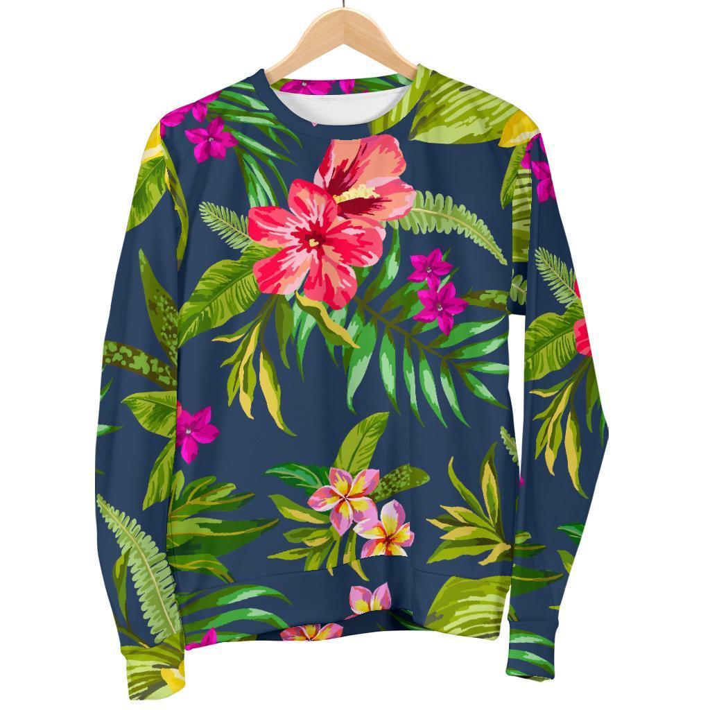Aloha Hawaiian Flowers Pattern Print Men's Crewneck Sweatshirt GearFrost