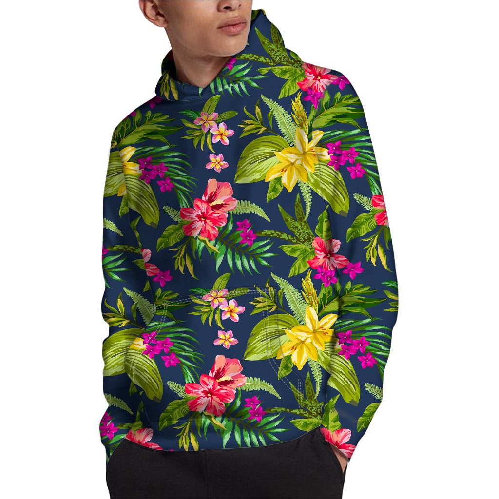Aloha Hawaiian Flowers Pattern Print Pullover Hoodie