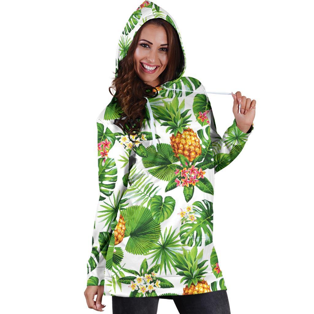 Aloha Hawaiian Pineapple Pattern Print Hoodie Dress GearFrost