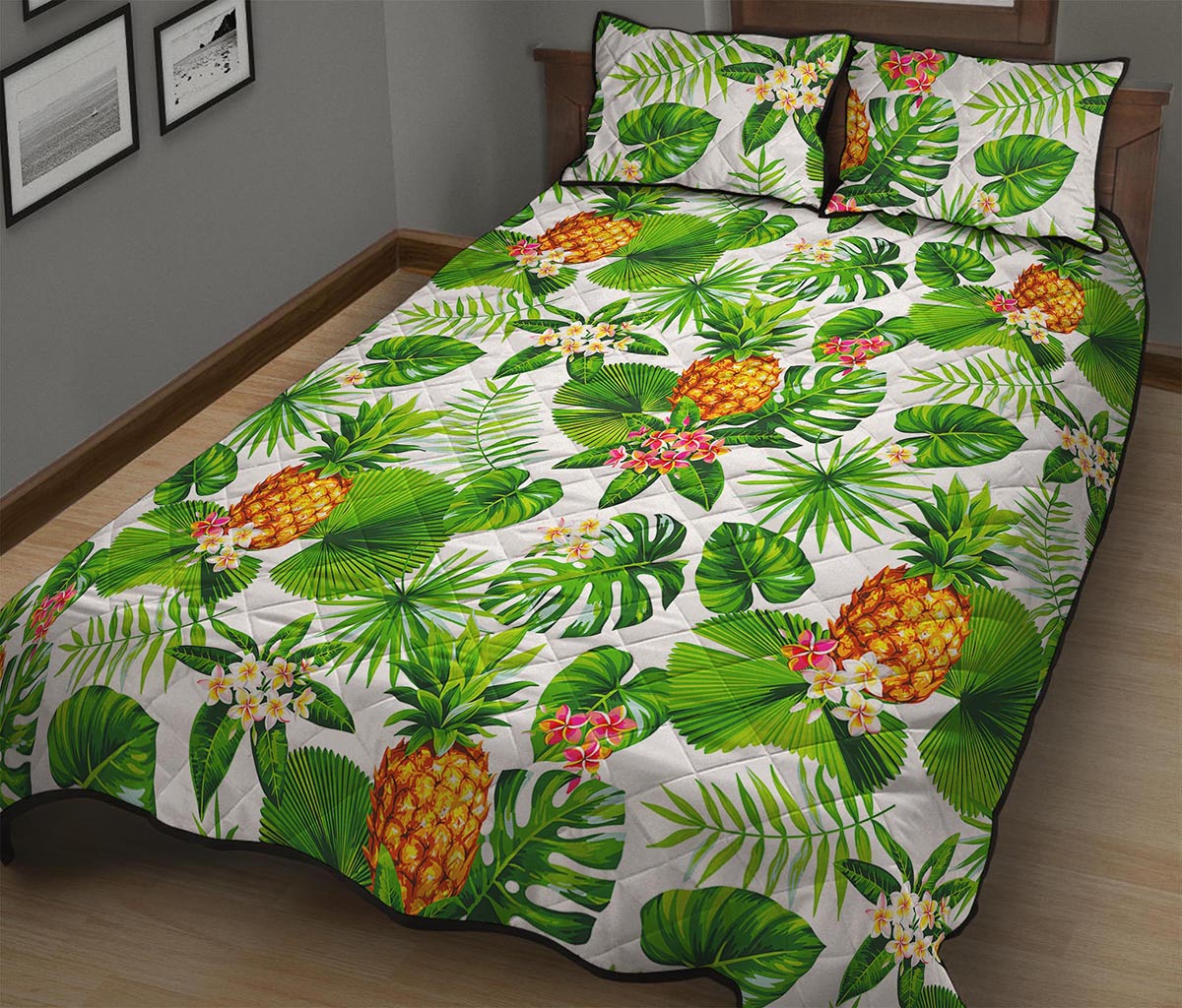 Aloha Hawaiian Pineapple Pattern Print Quilt Bed Set