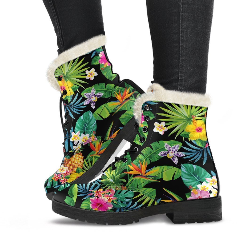 Aloha Hawaiian Tropical Pattern Print Comfy Boots GearFrost