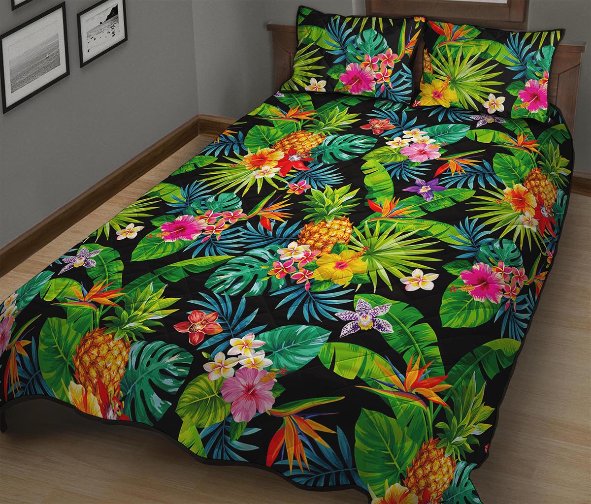 Aloha Hawaiian Tropical Pattern Print Quilt Bed Set