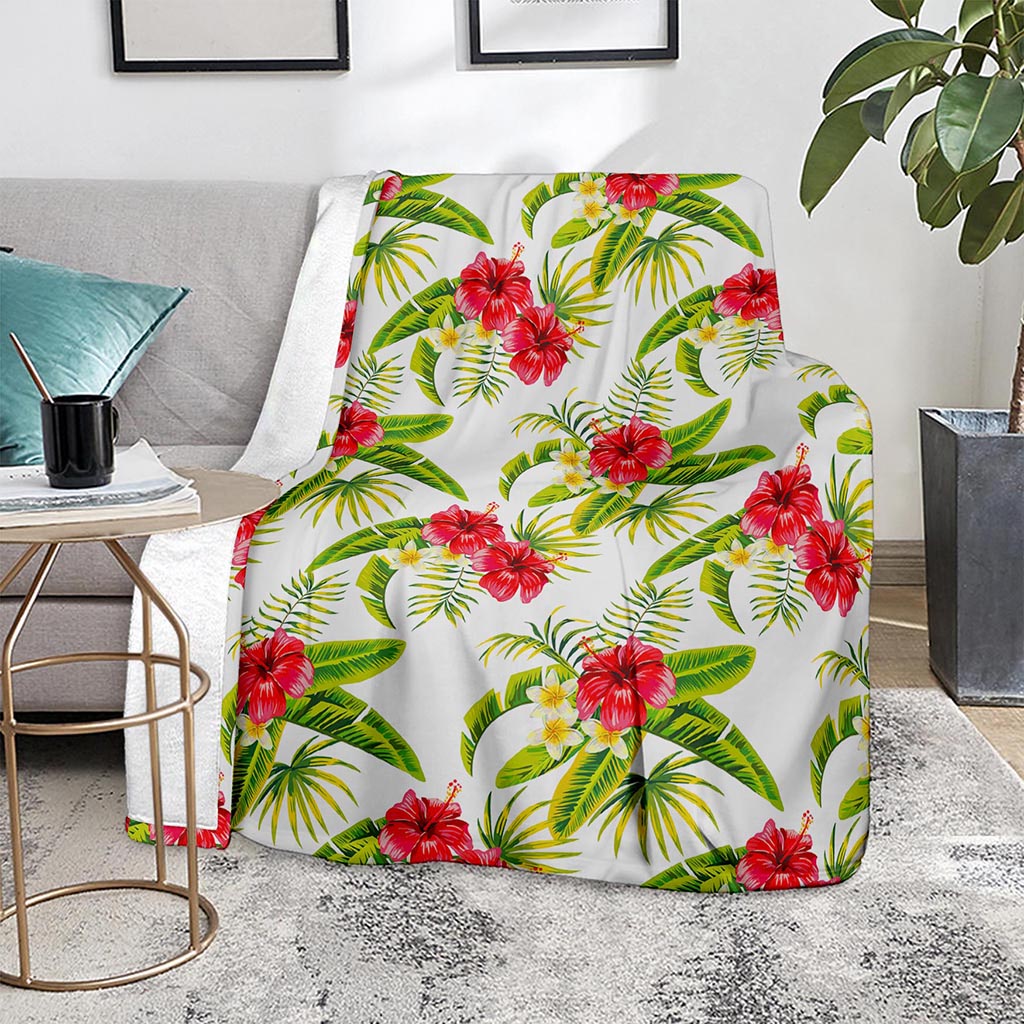 Aloha Hibiscus Tropical Pattern Print Blanket