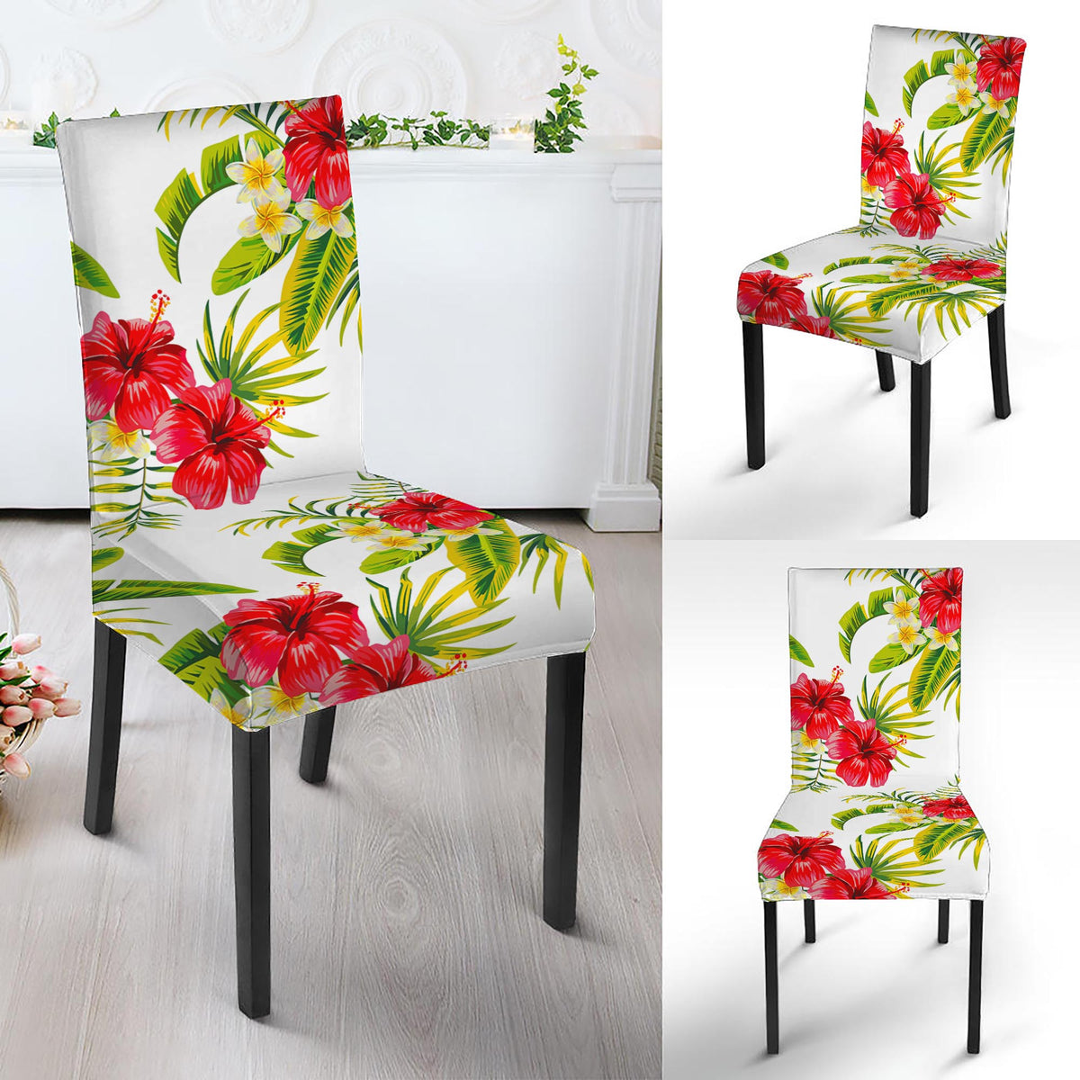 Aloha Hibiscus Tropical Pattern Print Dining Chair Slipcover