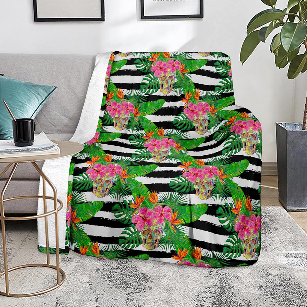 Aloha Skull Striped Pattern Print Blanket