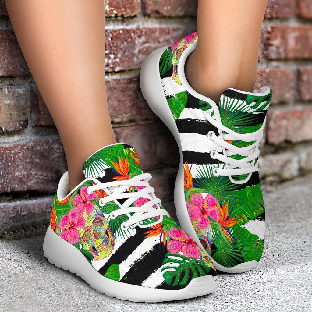 Aloha Skull Striped Pattern Print Sport Shoes GearFrost