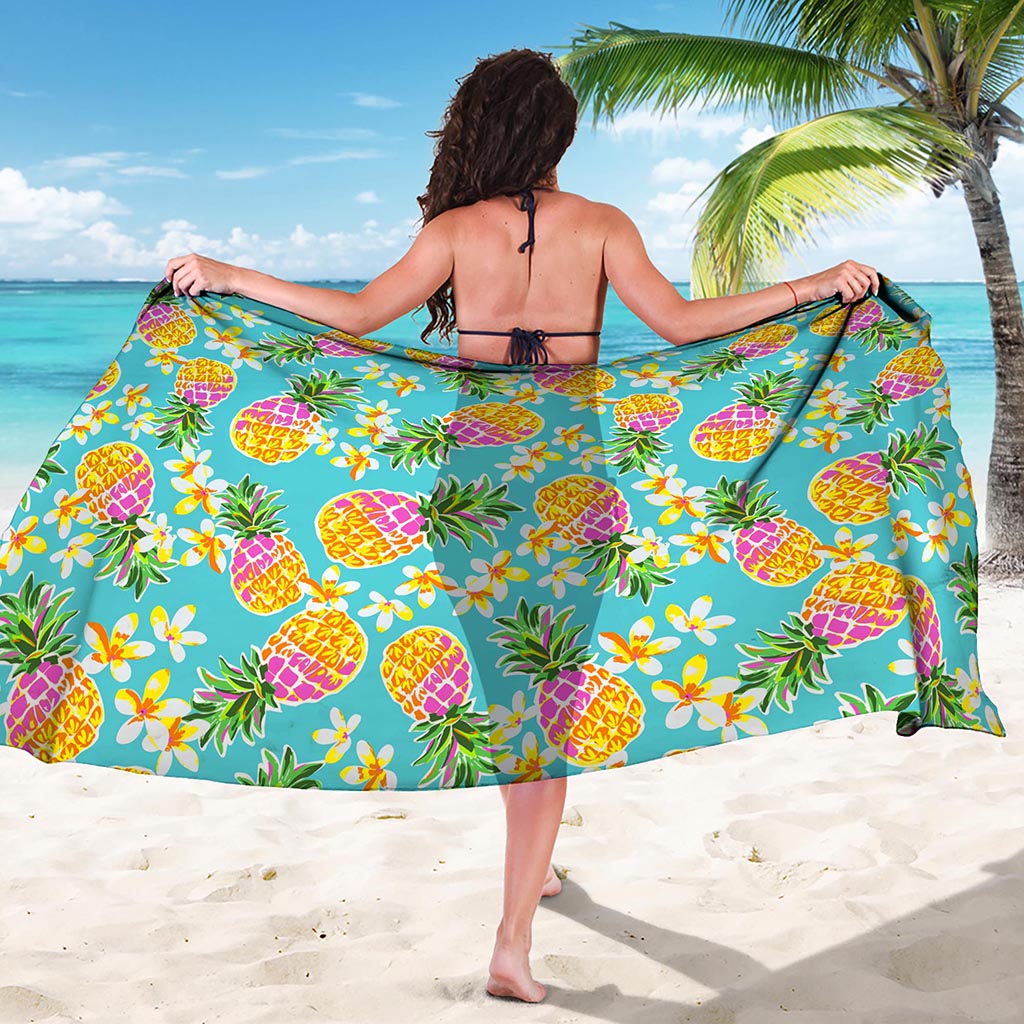 Aloha Summer Pineapple Pattern Print Beach Sarong Wrap