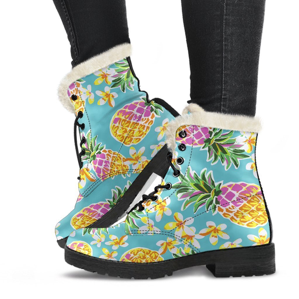 Aloha Summer Pineapple Pattern Print Comfy Boots GearFrost