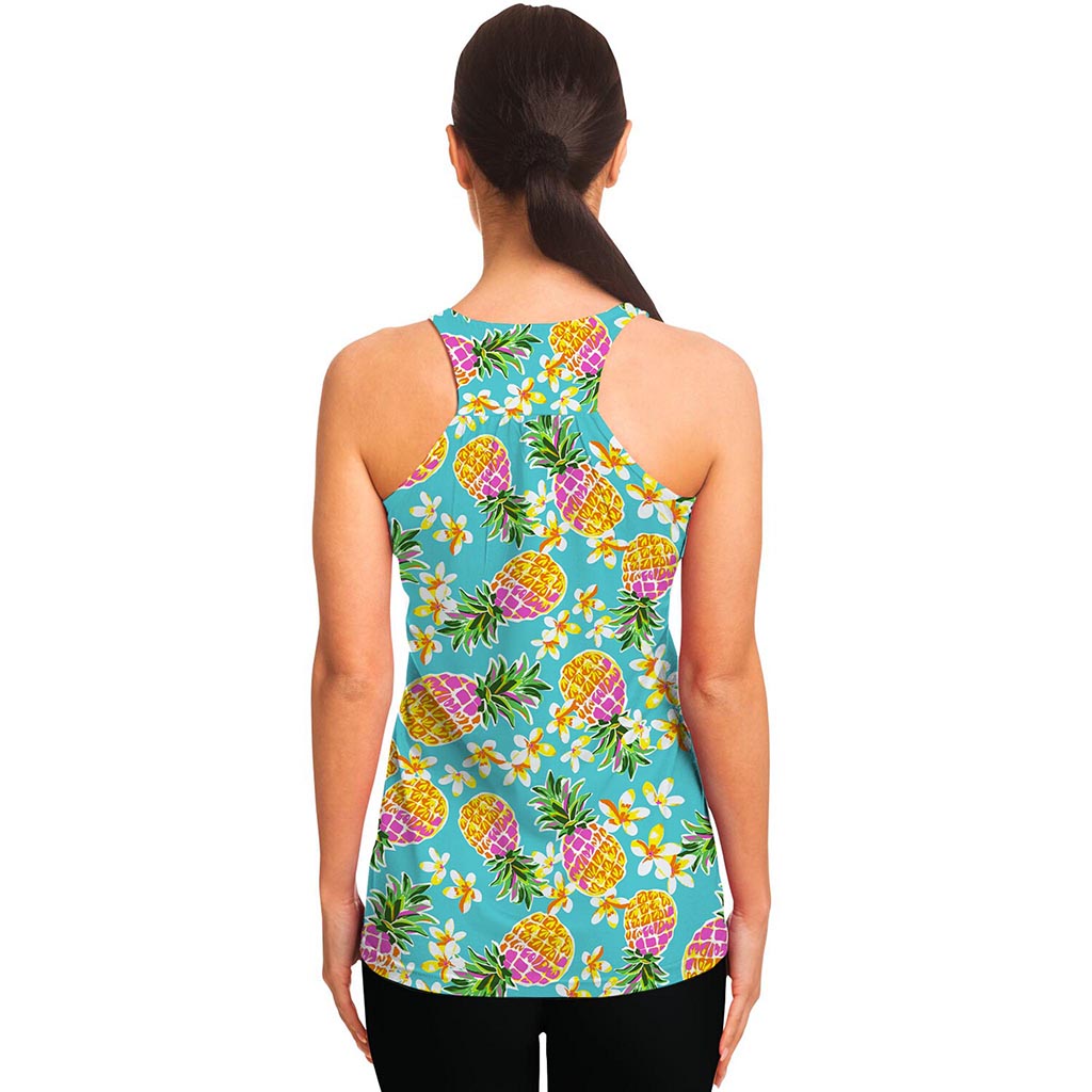 Aloha Summer Pineapple Pattern Print Women's Racerback Tank Top