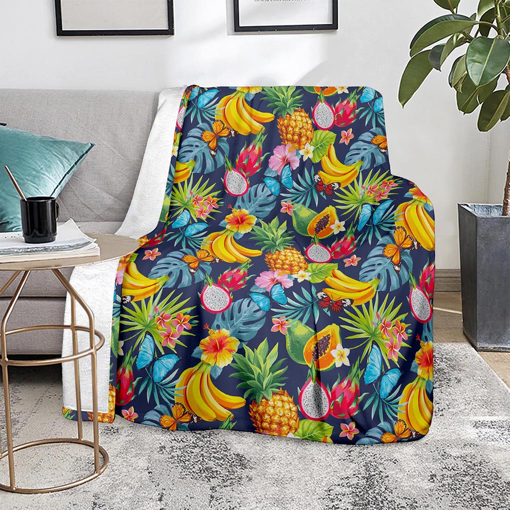 Aloha Tropical Fruits Pattern Print Blanket