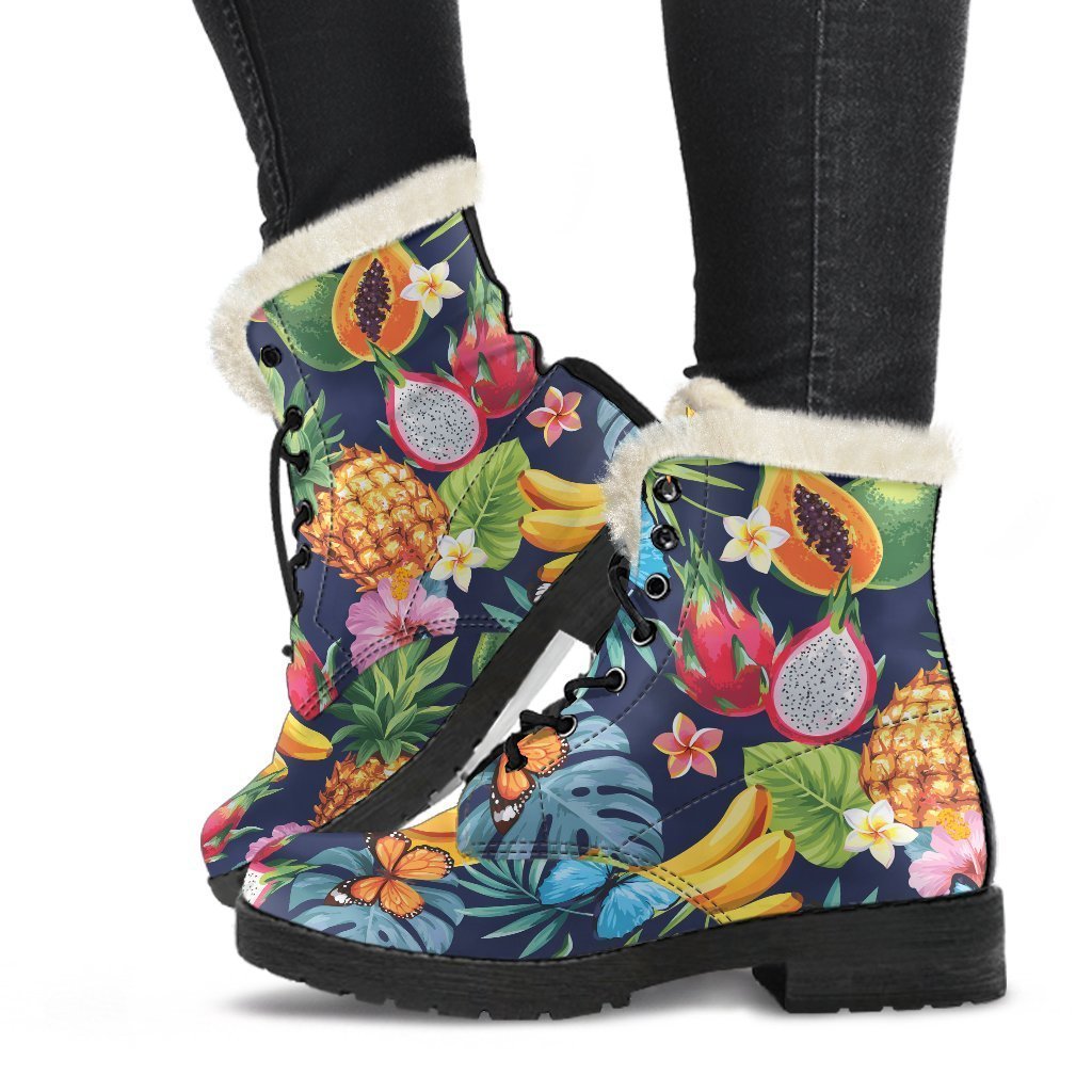 Aloha Tropical Fruits Pattern Print Comfy Boots GearFrost