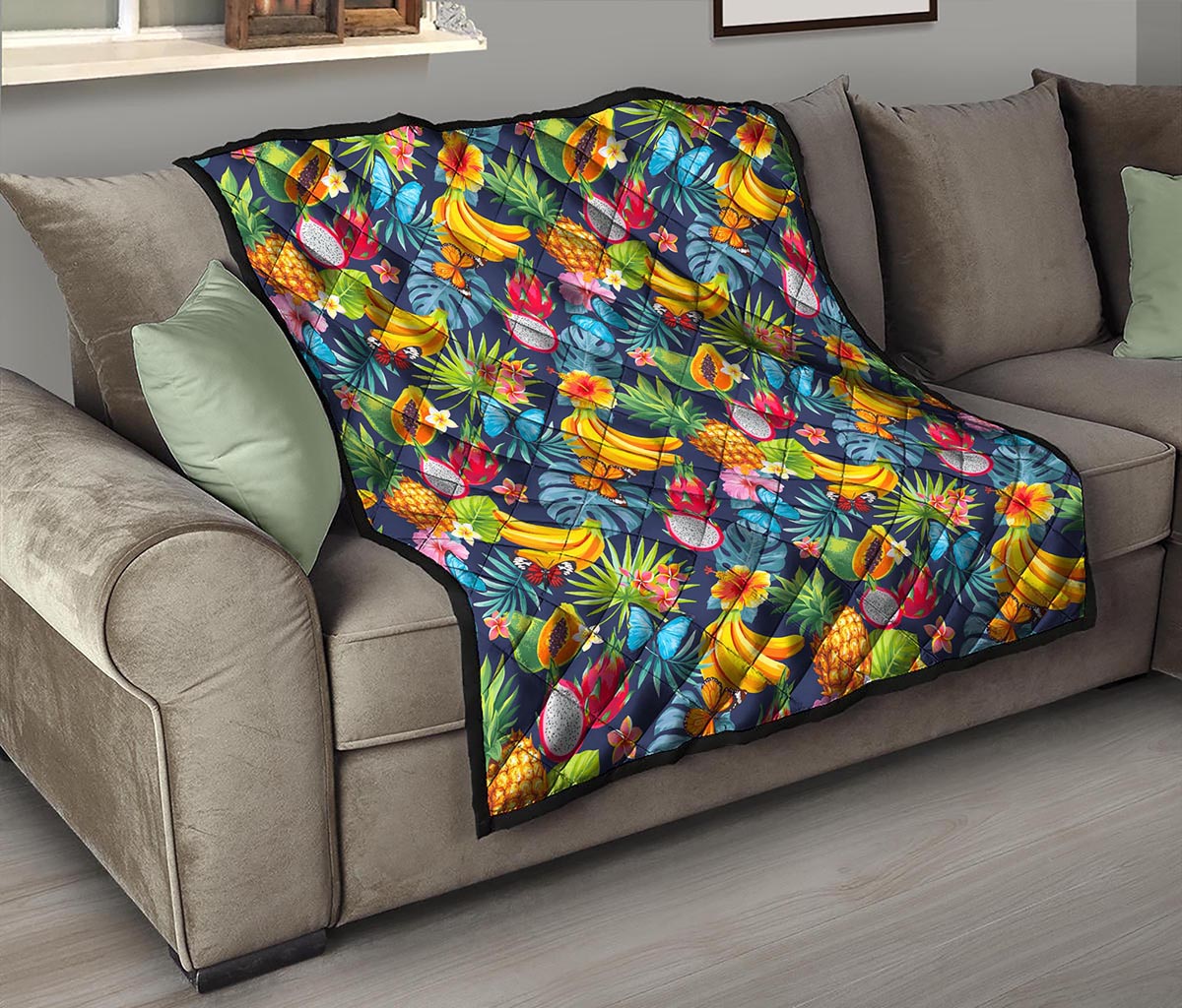 Aloha Tropical Fruits Pattern Print Quilt