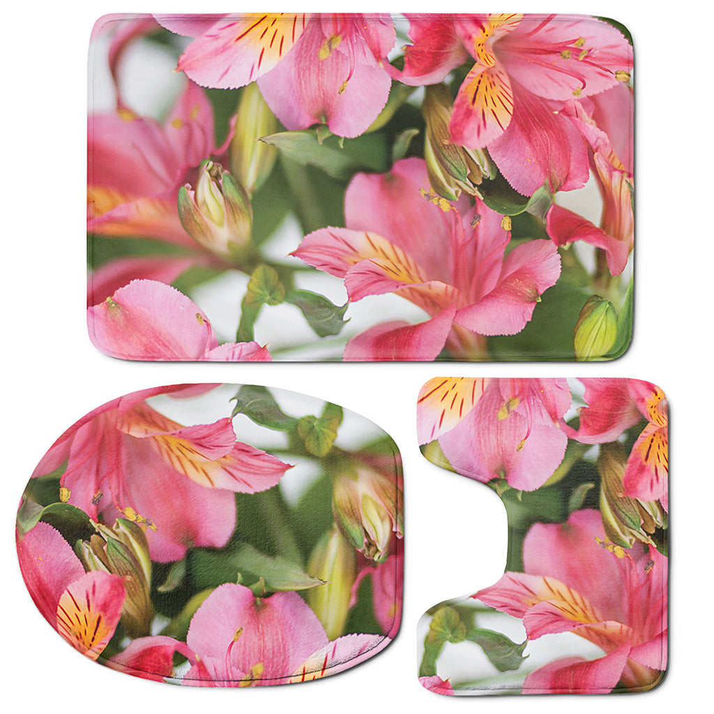 Alstroemeria Flower Print 3 Piece Bath Mat Set