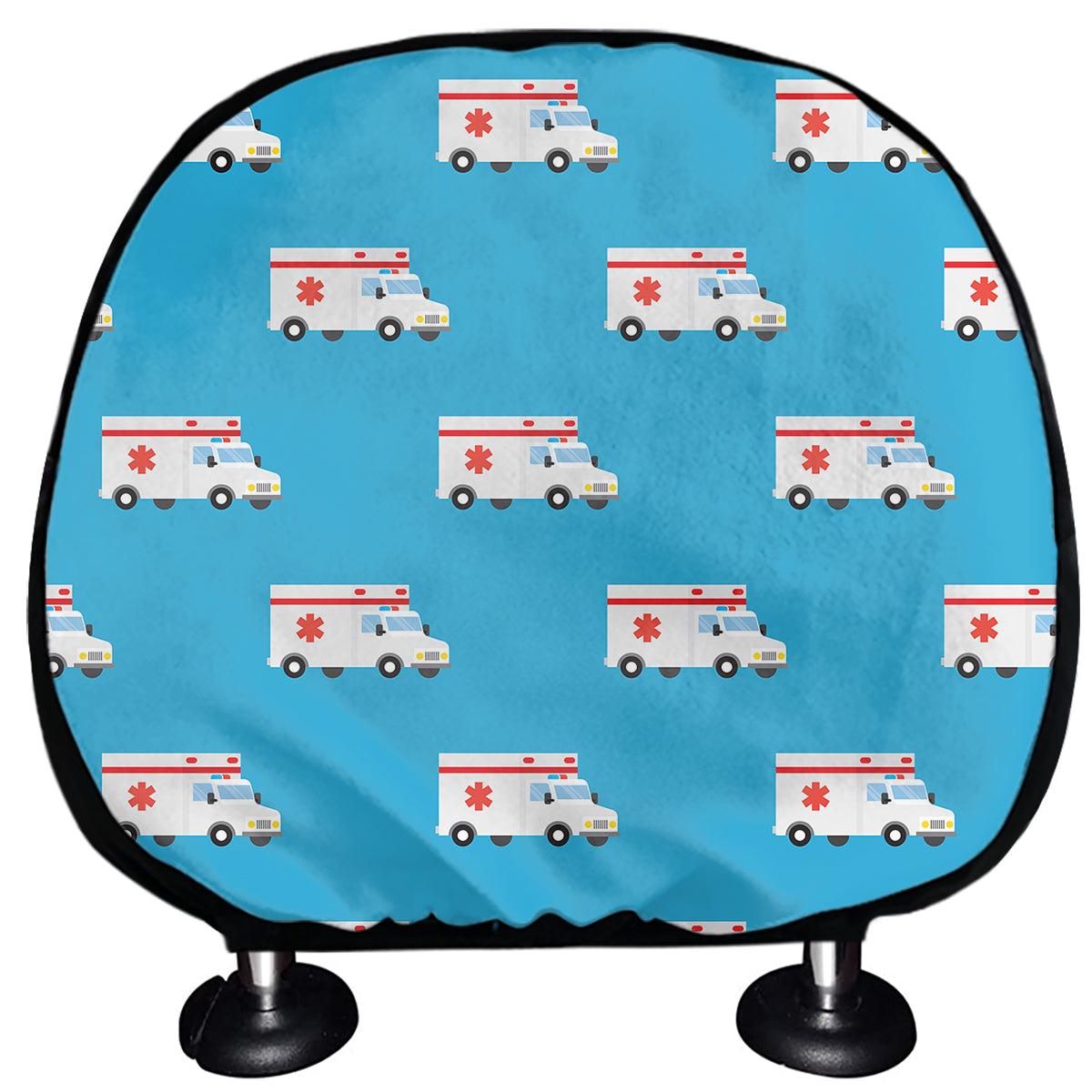 Ambulance Paramedic Car Pattern Print Car Headrest Covers