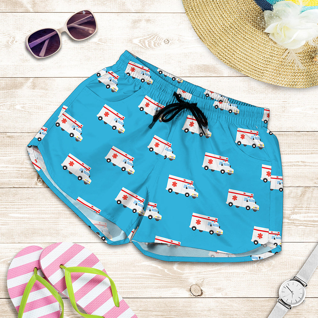Ambulance Paramedic Car Pattern Print Women's Shorts