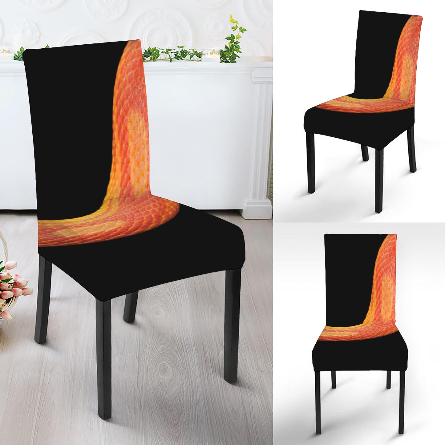 Amel Motley Corn Snake Print Dining Chair Slipcover