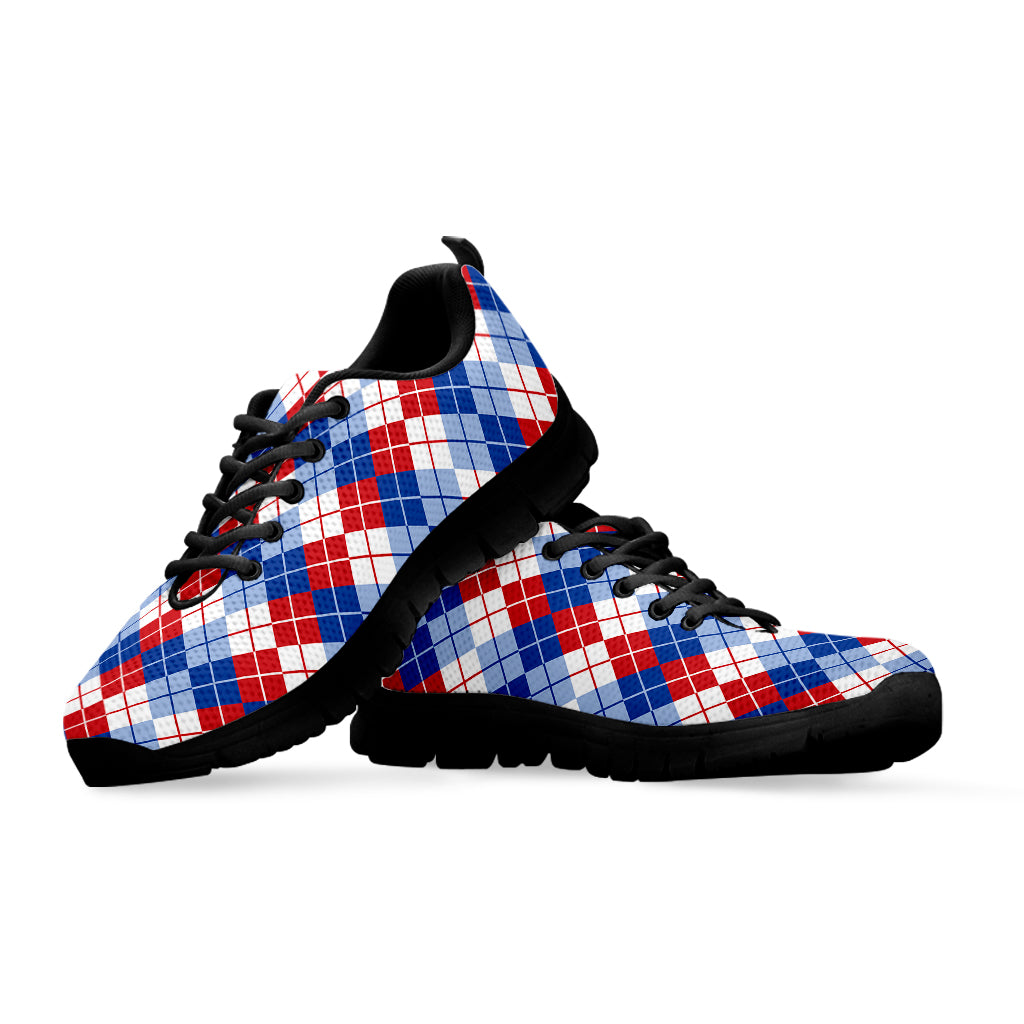 American Argyle Pattern Print Black Sneakers