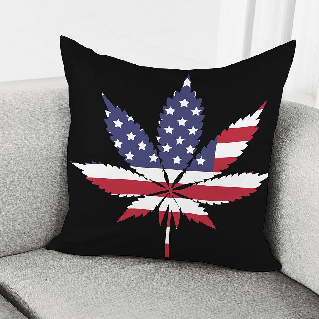 American Cannabis Leaf Flag Print Pillow Cover