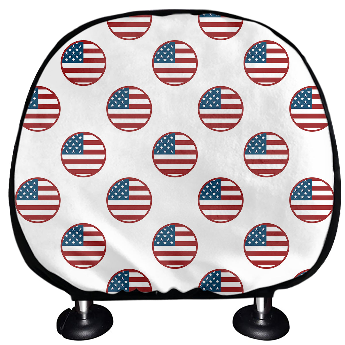 American Circle Flag Pattern Print Car Headrest Covers