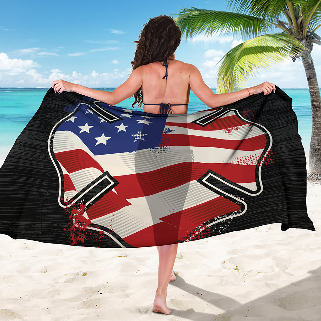 American Firefighter Emblem Print Beach Sarong Wrap