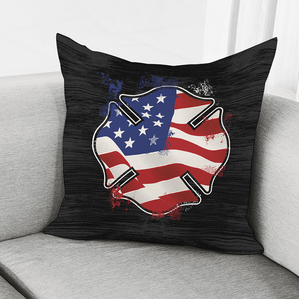American Firefighter Emblem Print Pillow Cover