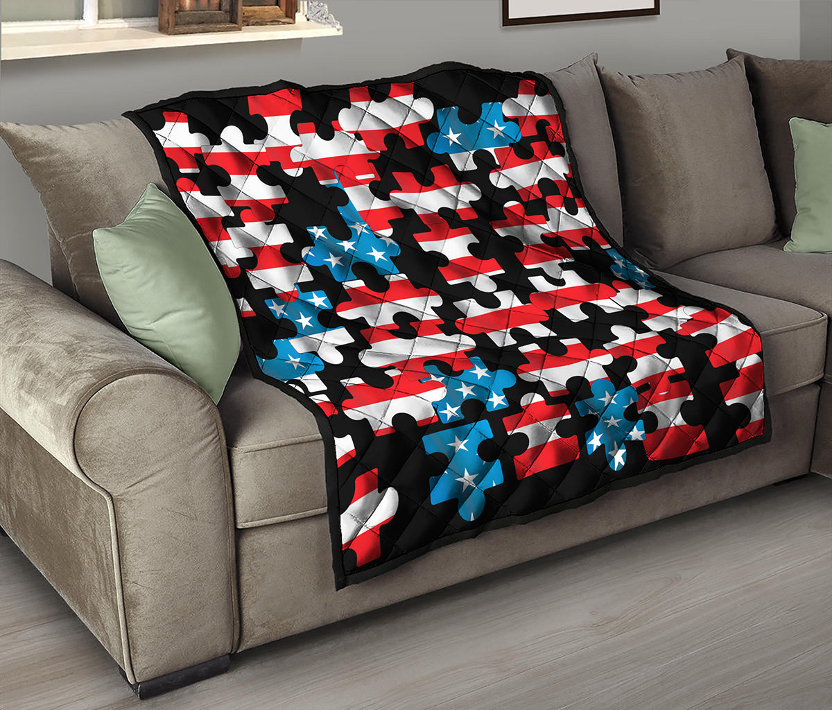 American Flag Jigsaw Puzzle Print Quilt
