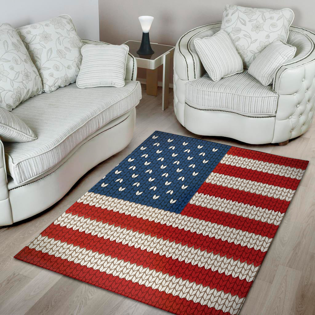 American Flag Knitted Print Area Rug
