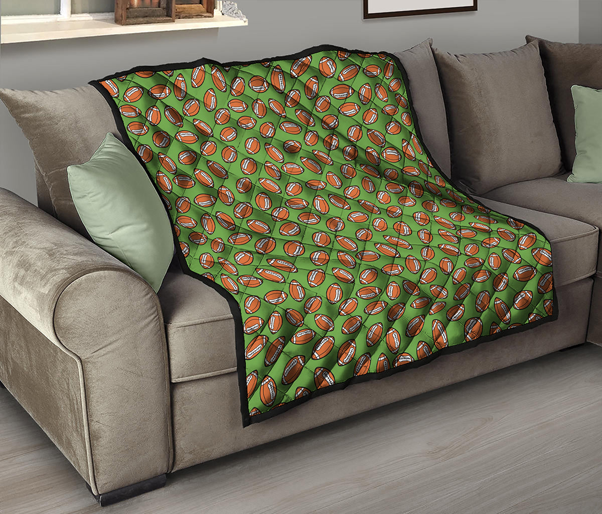 American Football Ball Pattern Print Quilt