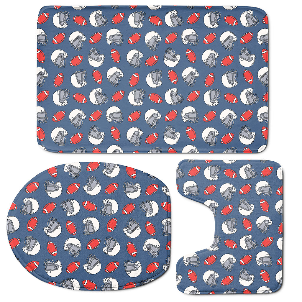 American Football Pattern Print 3 Piece Bath Mat Set