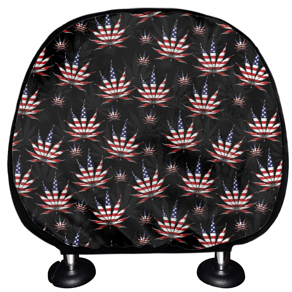 American Marijuana Leaf Pattern Print Car Headrest Covers