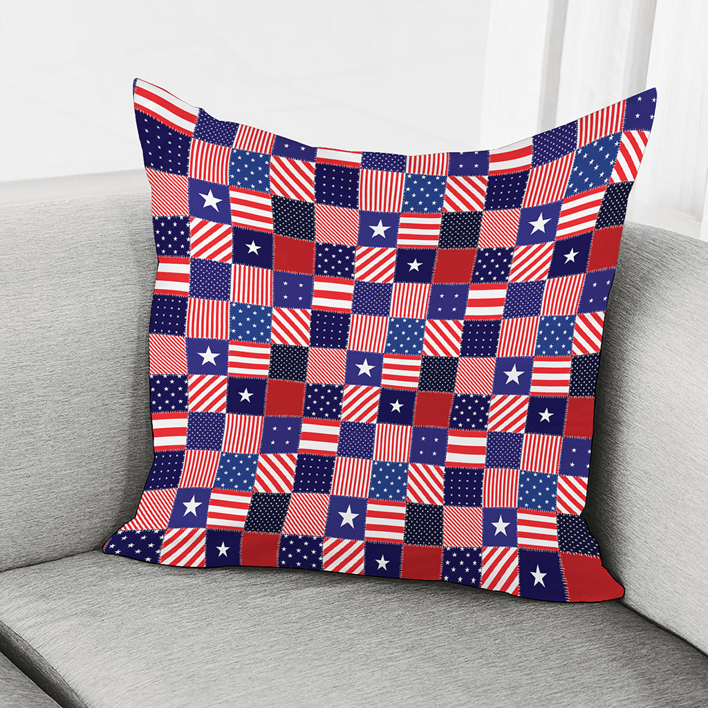 American Patriotic Patchwork Print Pillow Cover