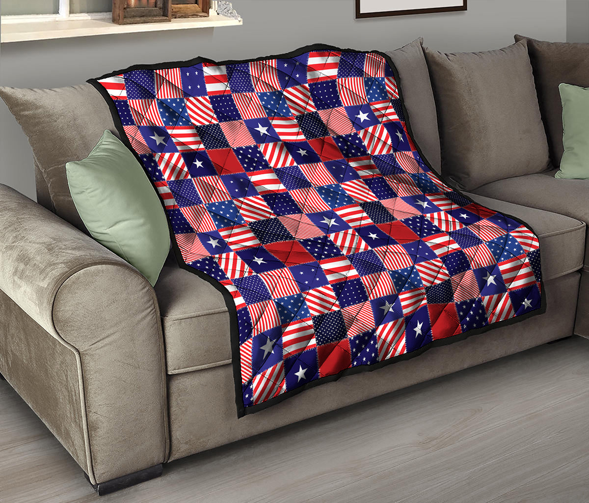American Patriotic Patchwork Print Quilt