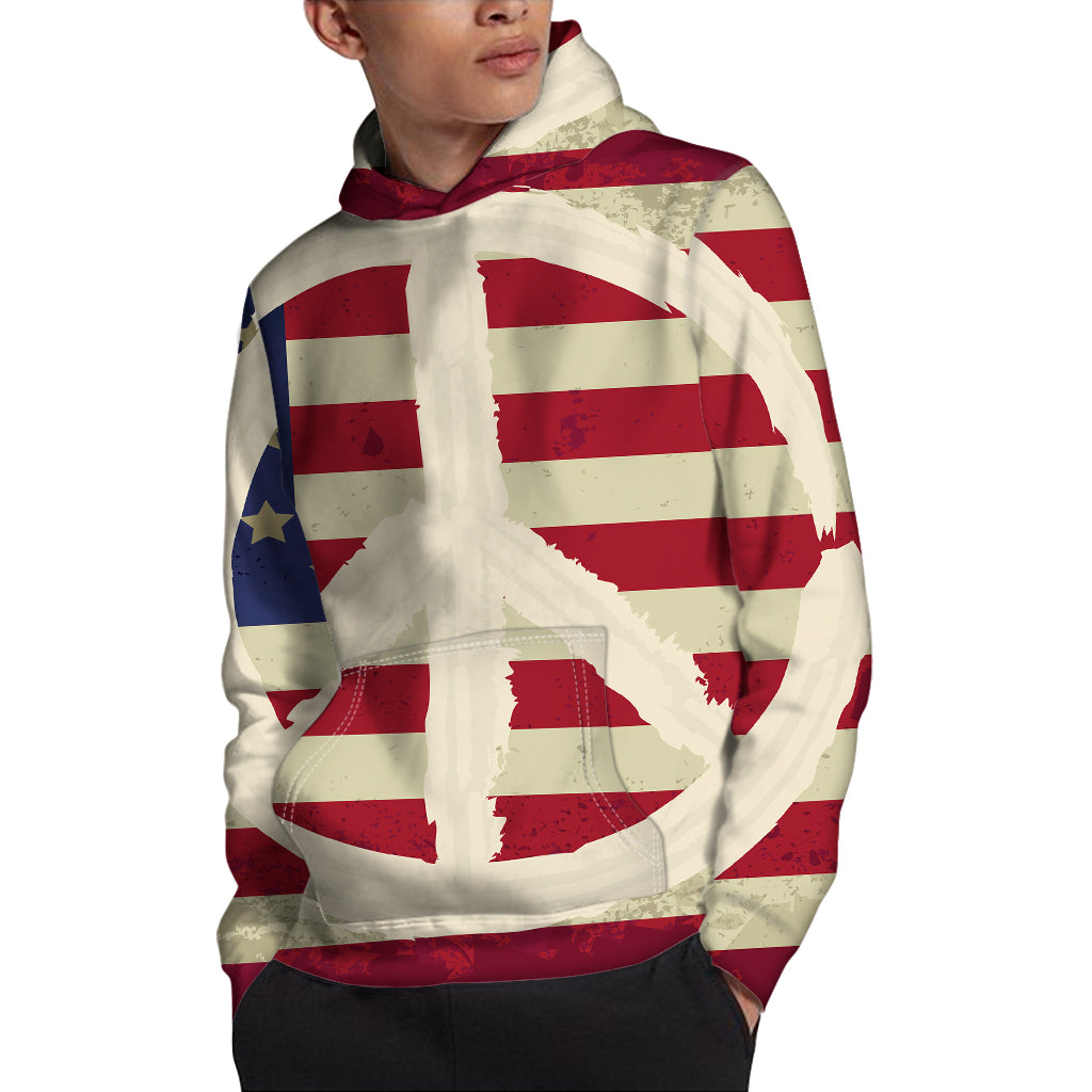 American Peace Flag Print Pullover Hoodie