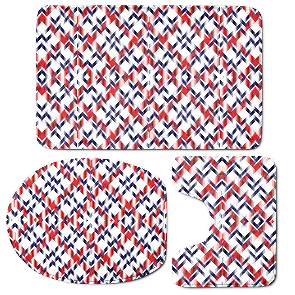 American Plaid Pattern Print 3 Piece Bath Mat Set