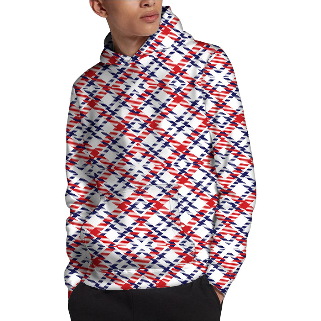 American Plaid Pattern Print Pullover Hoodie