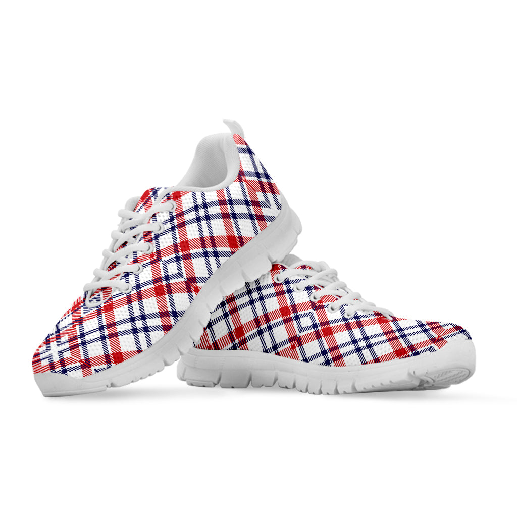 American Plaid Pattern Print White Sneakers