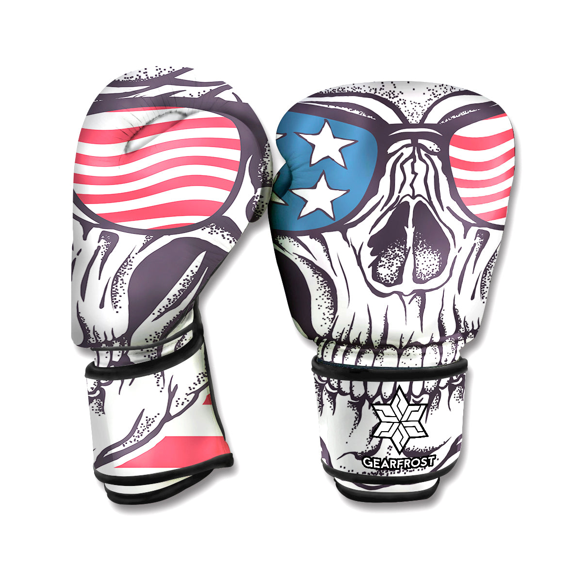 American Skull With Sunglasses Print Boxing Gloves