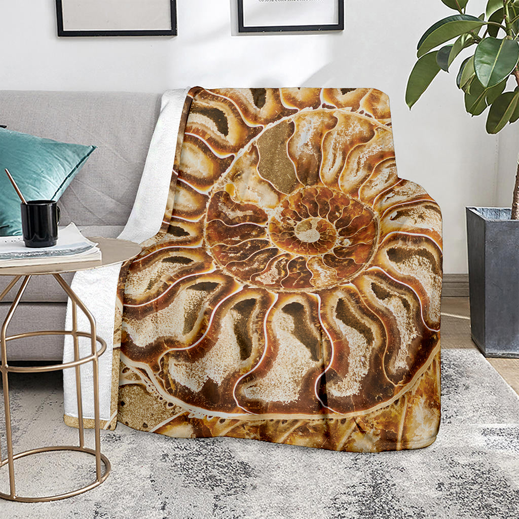 Ammonite Fossil Print Blanket