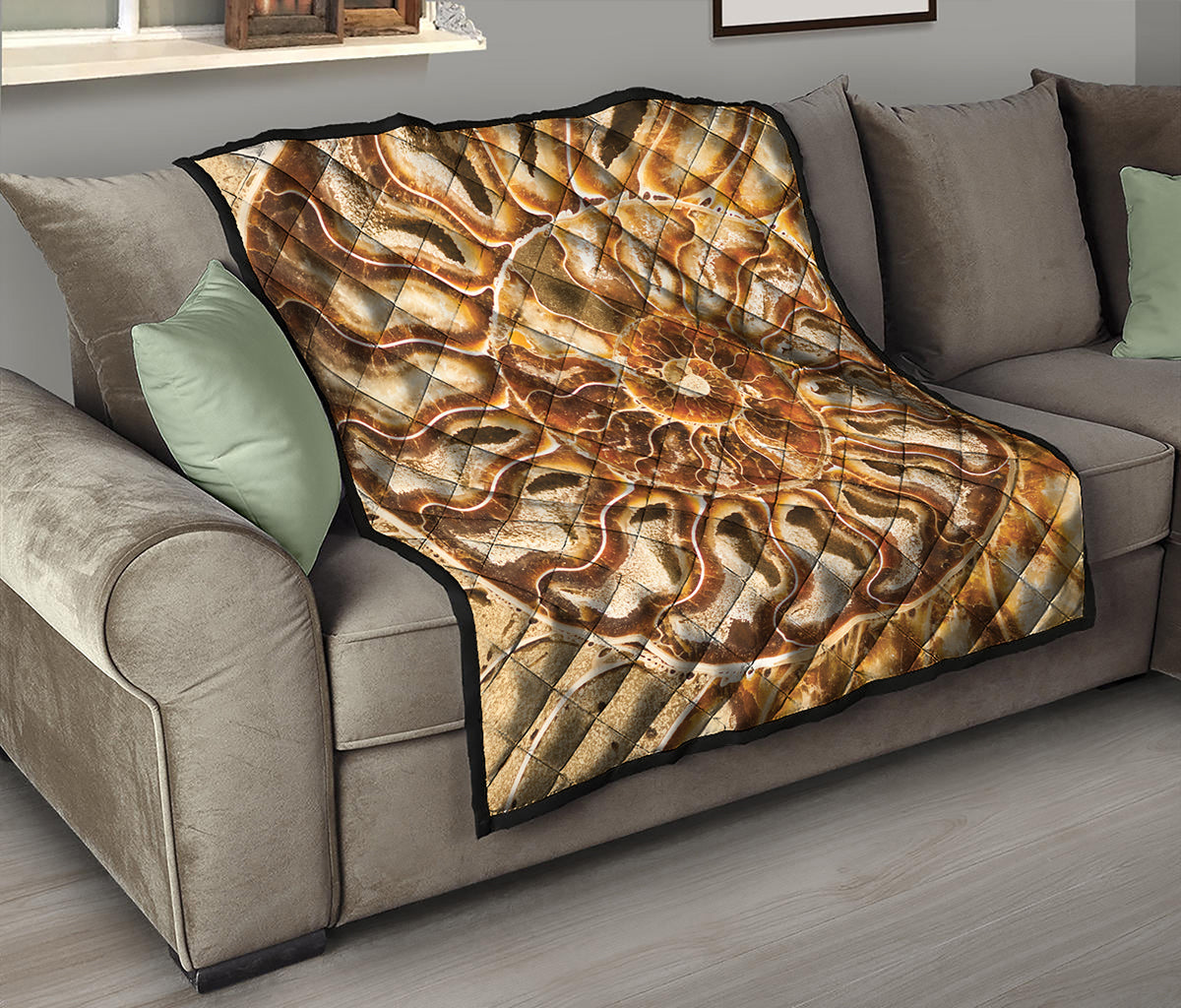 Ammonite Fossil Print Quilt