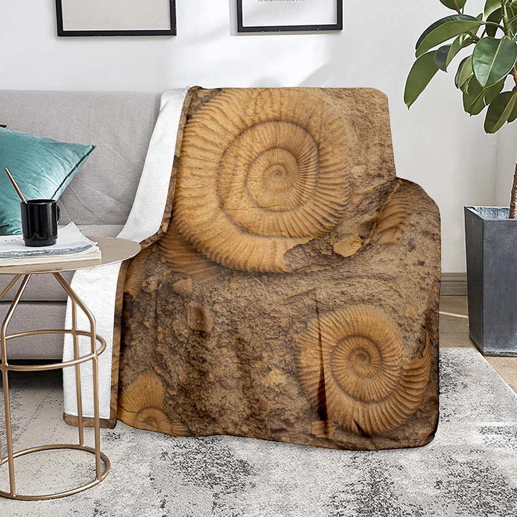 Ammonite Shell Fossil Print Blanket